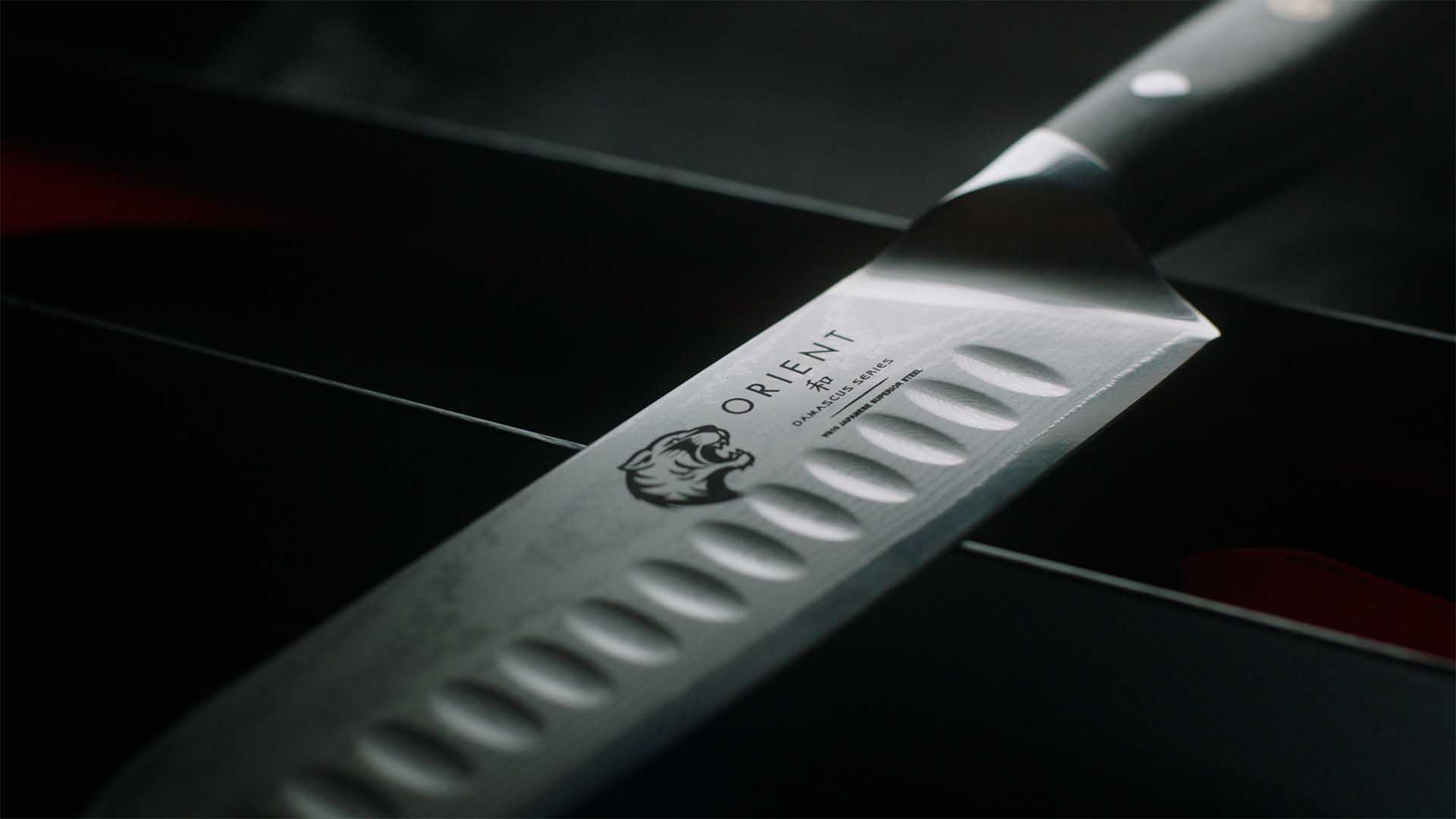 Still from a product video for Orient Knives